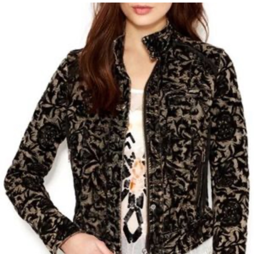 FREE PEOPLE MOTO JACKET COAT BLACK OLIVE GREEN- size 4